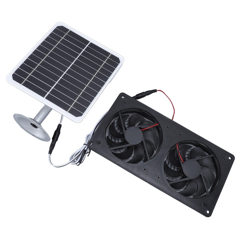 20W Solar Panel Solar Powered Dual Exhaust Fan Kit for