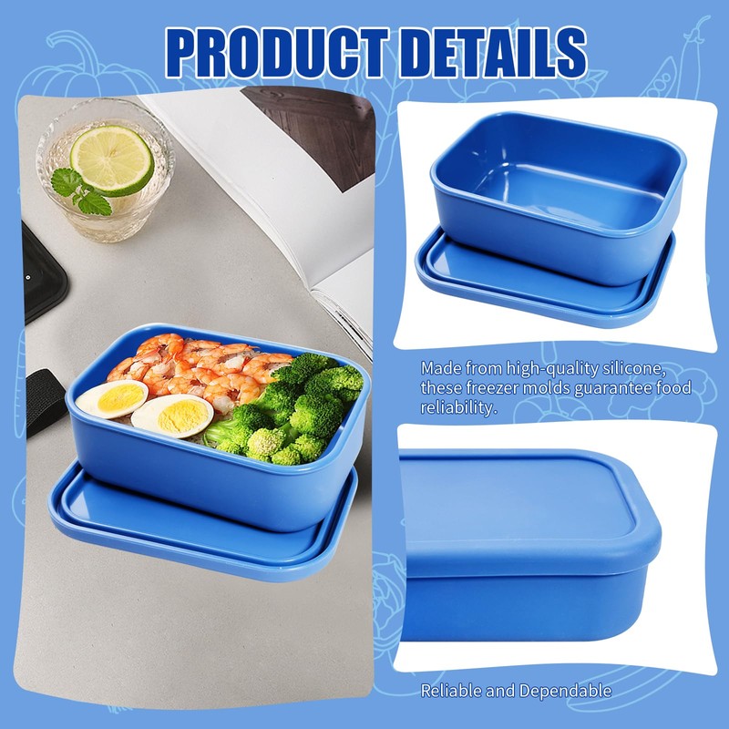TANEMUDO 10 Pcs 2 Cup Silicone Freezer Trays with Lids