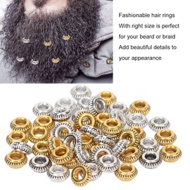 Hair Braid Rings, 50 Pcs Zinc Alloy Hair Dreadlocks Rings, Gold Silver Hair Beard Decoration Rings DIY Jewelry Accessories
