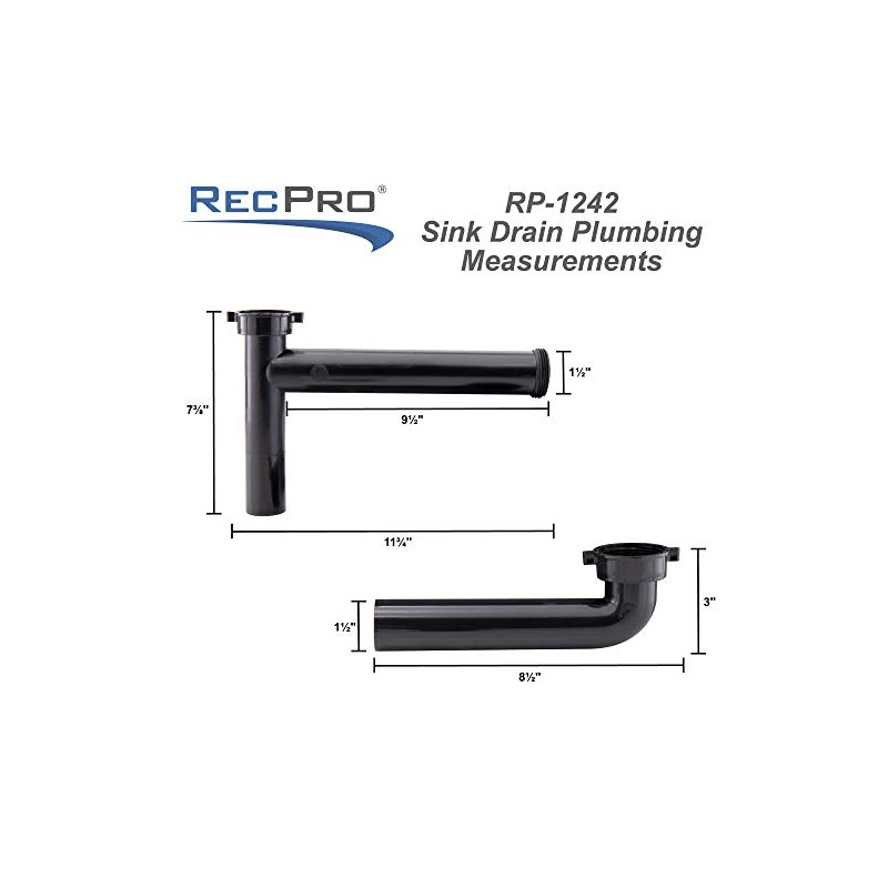 RecPro RV Kitchen Sink Drain Assembly | For Double Bowl