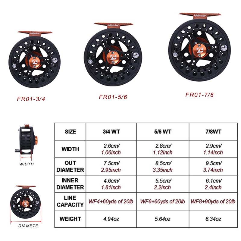 Kylebooker Fliegenfischrolle große Laube mit Aluminium-Körper Fliegenrolle (5/6wt,Silver)