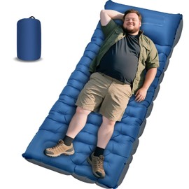 Camping Sleeping Pad, Extra Thick 6 Inch Camping Mat with Pillow Built-in Foot Pump Ultralight Inflatable Sleeping Pads Compact for Hiking Backpacking Camping Traveling Tent, Portable Sleeping Mat