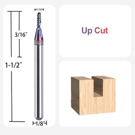 SpeTool 5PCS O Flute Spiral Rouer Bits 1/8 Inch Shank 1/16 Inch Cutting Diameter, Solid Carbide Upcut CNC Router Bit Single Flute End Mill for Aluminum Acrylic Metal Milling Cutter