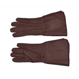 Medieval Gauntlet leather cosplay gloves long arm cuff (Brown, Medium)