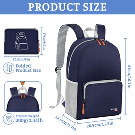 Aucuu Lightweight Foldable Backpack, 17L Foldable Bag, Water Resistant Packable Backpack for Women Men, Packable Rucksack for Outdoor Camping Hiking Travelling Biking Shopping