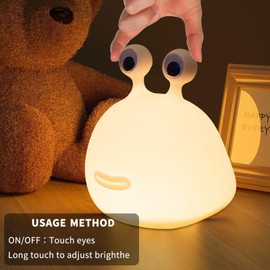 HPYDIY Cute Slug Kids Night Light,Silicone lamp for Kids USB Rechargeable Table lamp Funny Animal Lamp Portable LED Lamps for Breastfeeding Dorm Room Decor for Christmas Gift Baby Kids Girls Teens
