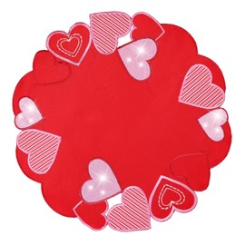 Juego de 4 manteles individuales redondos de San Valentín, diseño de corazón, color rosa, para decoración de mesa de San Valentín, para bodas, fiestas, aniversarios