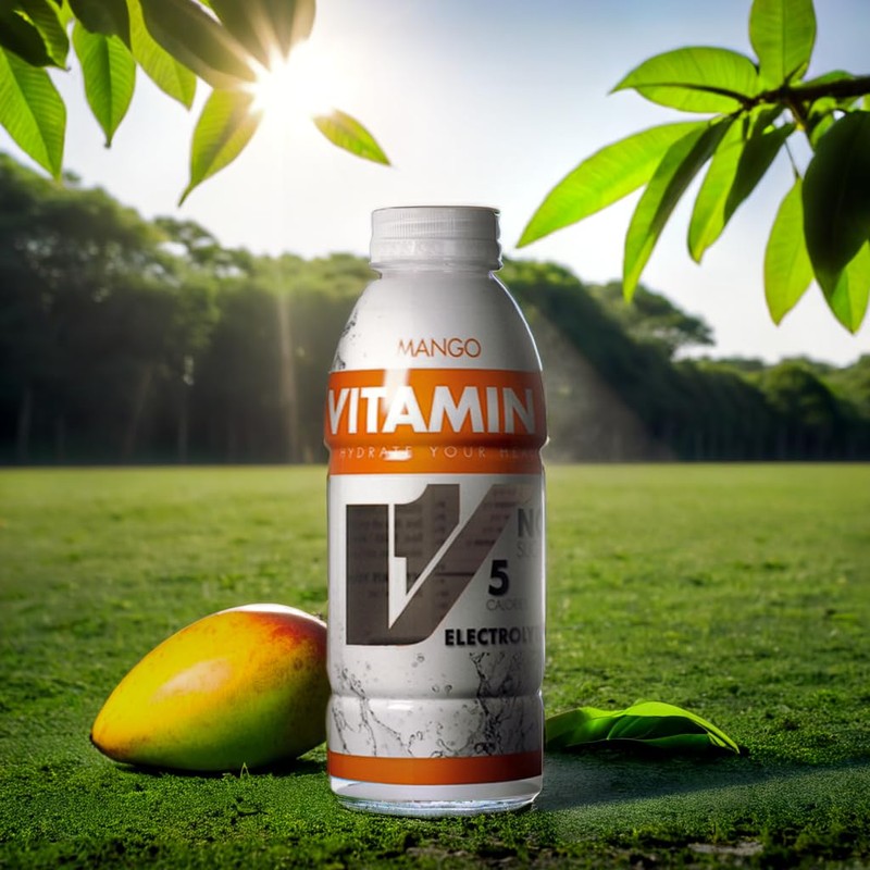 VITAMIN 1 Hydration Drink, Mango Electrolyte Vitamin Water, 16.9 Ounce
