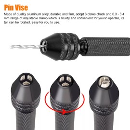 Cahuczlhoz 60Pc Mini Micro Hand Drill Bits Set Small Manual Keyless Chuck Pin Vise Rotary