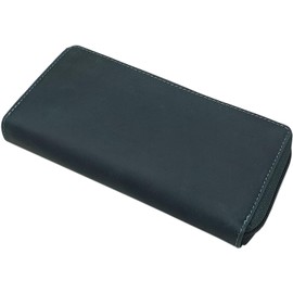 myledershop Large Full Cowhide Leather Women's Purse/Purse/Wallet/Purse All Around with RFID & NFC Protection Including Sewing Kit (Without Embossing/Dark Green), dark green, Modern
