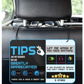 Five Star Accessories Rider-Share Sign for Driver - 5 Stars Tips Taxi Rating Appreciated Ride-Share Signs - Large 9x6 (Pack of 2)