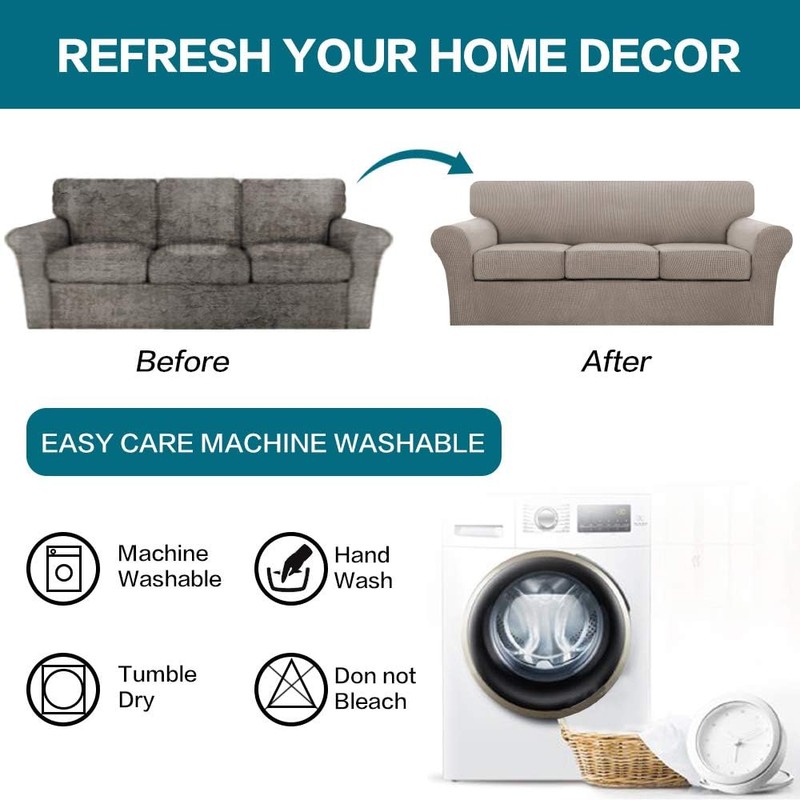 Turquoize 4 Piece Couch Covers for 3 Cushion Couch Sofa