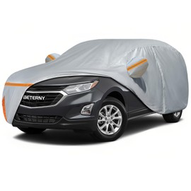 Car Cover for 2005-2025 Chevy Equinox, Waterproof Custom-fit All Weather Sun Rain UV Dust Snow Protection Outdoor Equinox Full Car Cover with Door Zipper and Cotton Lining-Grey