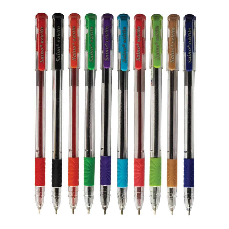 SAINO Ezirite Ballpoint Pens, MULTICOLOUR, Fine Point (0.6mm), Pack of