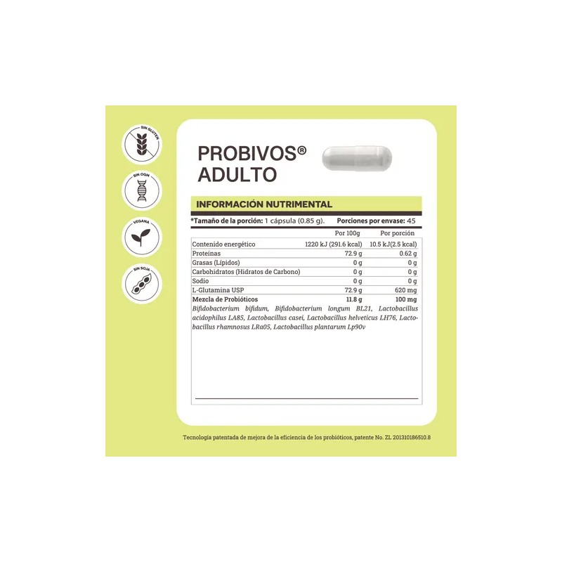 Matter Probivos Adultos Probióticos Con Glutamina 45 Cap Sabor Sin