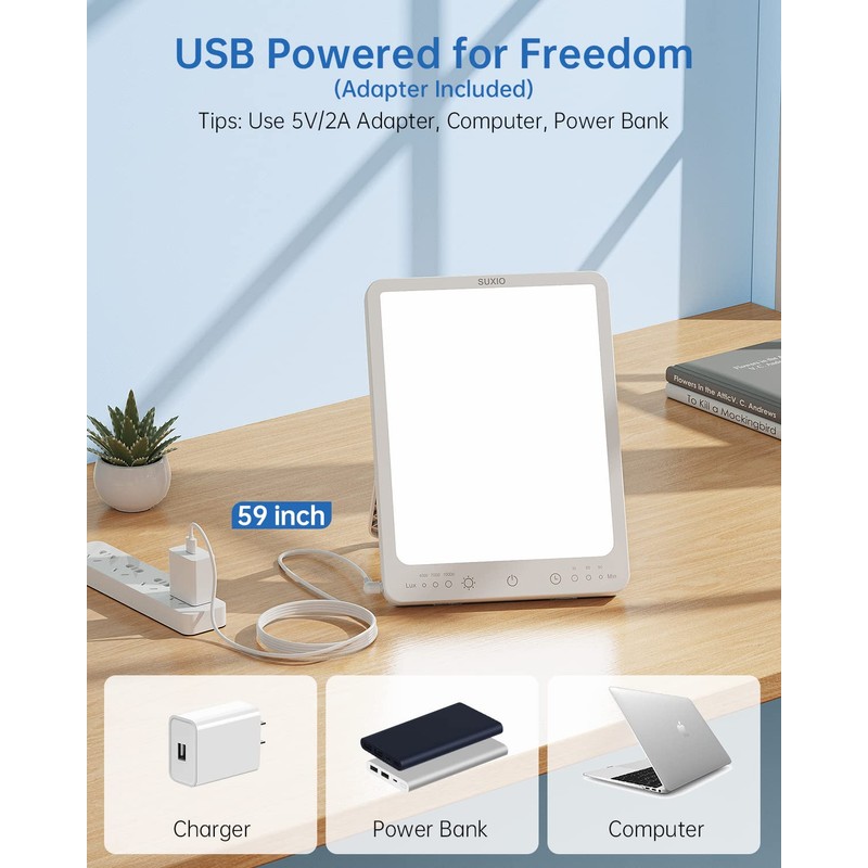 SUXIO Light Therapy Lamp - 10000 Lux Therapy Light Lamp,