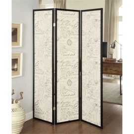 Coaster Wood Three Panels French Script Room Divider in Espresso