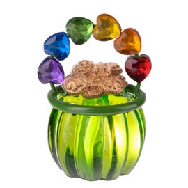 Ganz Pot of Gold Green St. Patrick's Day Colorful Hearts 1.5 x 2.25 Acrylic/Polystone Decorative Table Top Wishing Garden Figurine