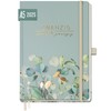 Häfft Häfft® Wochen-Notiz-Kalender 2025 A5 "Minty Leaves" Buchkalender, Terminplaner Notiz-Timer,