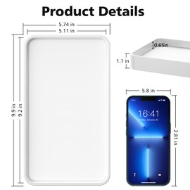 Gurygo 10" Ceramic Bathroom Vanity Tray for Kitchen Counter – Soap Dispenser Trays - Bathroom Tray - Kitchen Tray for Soap Bottles Organization (White, Set/1)