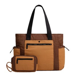 Milan Chiva Tote Bag for Women Lightweight Puffer Tote Bag Work Bag with Compartments for Travel, Daily, School, College, Airport, Nurse Bags Quilted Shoulder Bag with Cup Holder,2pcs