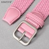 XZQTIVE Women Elastic Braided Belt with Silver Buckle, Woven Stretch