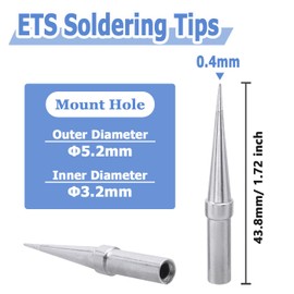 Mesee 5 Pieces Weller ET Soldering Tip Set ETS Solder Iron Tips Replacement Lead-Free Welding Head Tool Accessory for Weller WE1010NA WES51 WES50 PES51 PES50 WEP70 EC1002 EC1201A