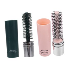 Baluue 2pcs Retractable Round Hair Brush for Blow Drying Styling Compact Travel Brushes for Curly Hair Dual-use Pocket Comb for Men Women