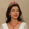 Aimilcall Gold red Wedding Crystal Tiaras and Crowns for Women,