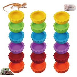Meow&Woof Crested Gecko Food and Water Feeding Cups, Reptile Food Dish, Colorful Water Bowl for Bearded Dragon Tank Terrarium Accessories Supplies for Tortoise, Crab and Small Pet (18 Pcs)