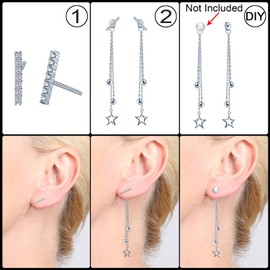 Yumilok 925 Sterling Silber Sterne Beads Stab Ohrstecker Ohrhänger Ohrring Jackets Hypoallergen Ohrschmuck für Damen Mädchen