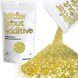 Hemway Glitter Grout Additive add Sparkle to Mosaic Tiles, Bathrooms, Wet Rooms, Kitchens, Tiled Based Rooms and Cement Based Grouts 100g / 3.5oz - Sand Gold