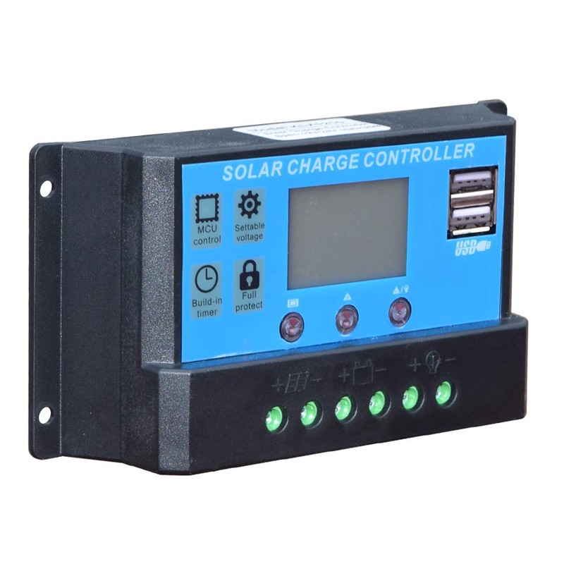 10A Solar Charge Controller,Solar Panel Controller 20Amp Dual USB 12V/24V