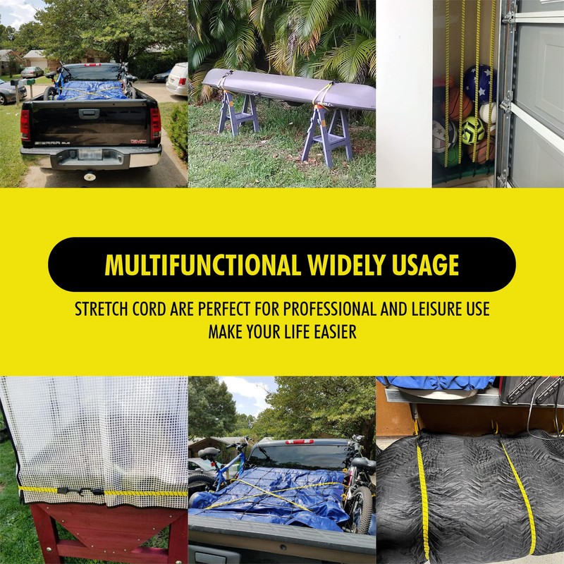 Cartman Ultra 48" Black/Yellow Flat Bungee Cord, 2pk x 48"