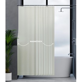 ovimar Kjelfossen Magnetic Shower Curtain, Beige, Washable, Quick-Drying, Anti-Mould Shower Curtain, 120 x 200 cm, Opaque Curtain for Bath or Shower