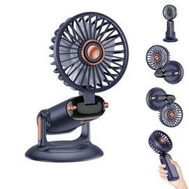 SYBOYEGE 360° Rotating Folding Handheld Fan - 5 Speed Adjustable,Powerful Rechargeable Fan-2400mAh Battery, 12-Hour Runtime,Mini Portable Fan for Handheld, neck, desktop, wall mounted (Blue)