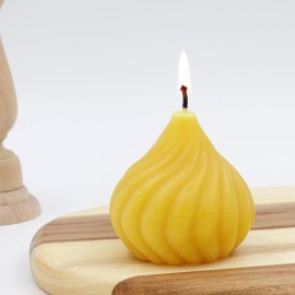 Bcandle Pure Beeswax Candle, Meringue Swirl Shape, Handmade Candle with Pure Cotton Wick