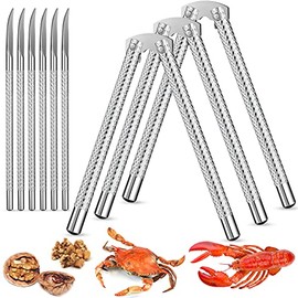 3 Pieces Nut Crackers and 6 Pieces Picks Stainless Steel Nutcracker Metal Shell Cracker for Seafood Nuts (Silver)