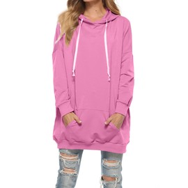 Famulily Pink Oversized Tunic Hoodies Casual Cozy Oversized Sweatshirts for Women for Work Office Hot Pink XXL
