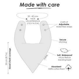 Large Bandana Bibs for Children 4+ Years/Special Needs Bibs/Suitable for Children, Teens and Adults/Adjustable Neck Size (Set 12)