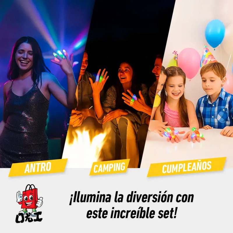 12 Anillo Laser Led Multicolor Fiesta Neon Carnaval Batucada