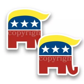 Trump  Bumper Stickers Republican Elephant Decals  4" wide 2 pack