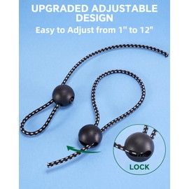 12 Inch Adjustable Ball Bungee Cords, Easy to Adjust from 1" to 12", 40 PCS Ball Tie Downs with UV-Resistance & Superior Elasticity, Great for Tarp, Tent, Pole, Cargo, Holding Wire and Hose, etc