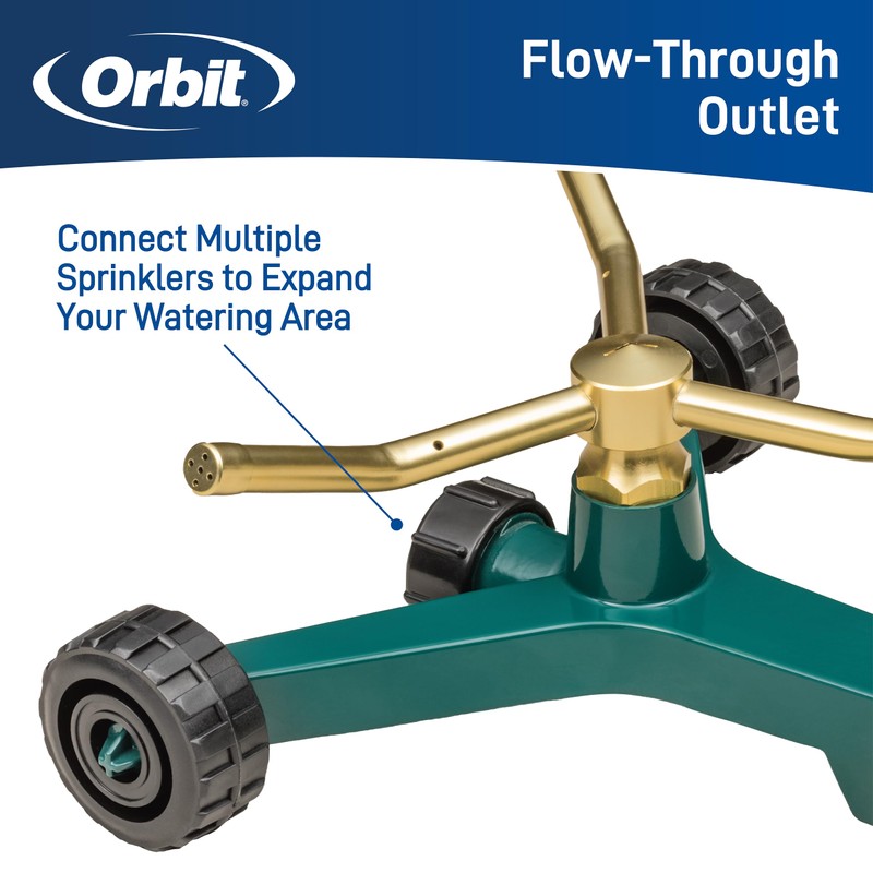 Orbit 58257N Lawn and Garden 3-Arm Metal Sprinkler with Wheel