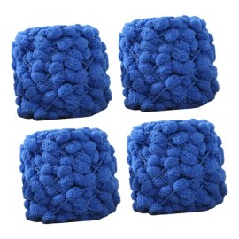 Hilo Grueso Con Pompones, 4 Bolas, Para Tejer A Mano, Azul
