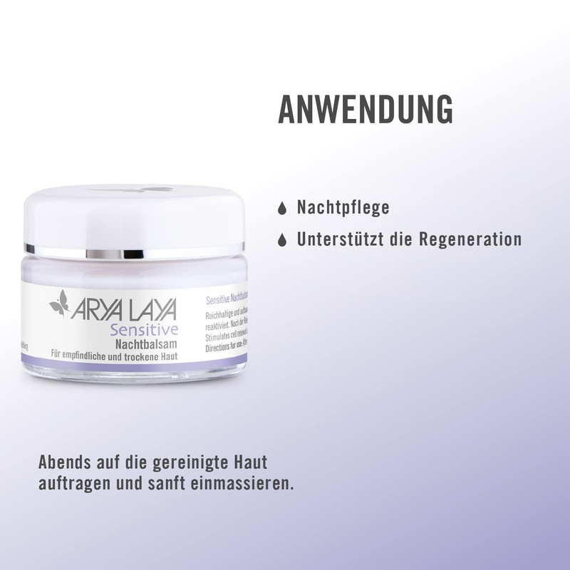 ARYA LAYA Sensitive Night Balm | Regeneration Overnight: Reduces Skin