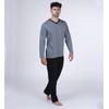 Moonline - Men's Long Pyjamas 100% Cotton with V-Neck and