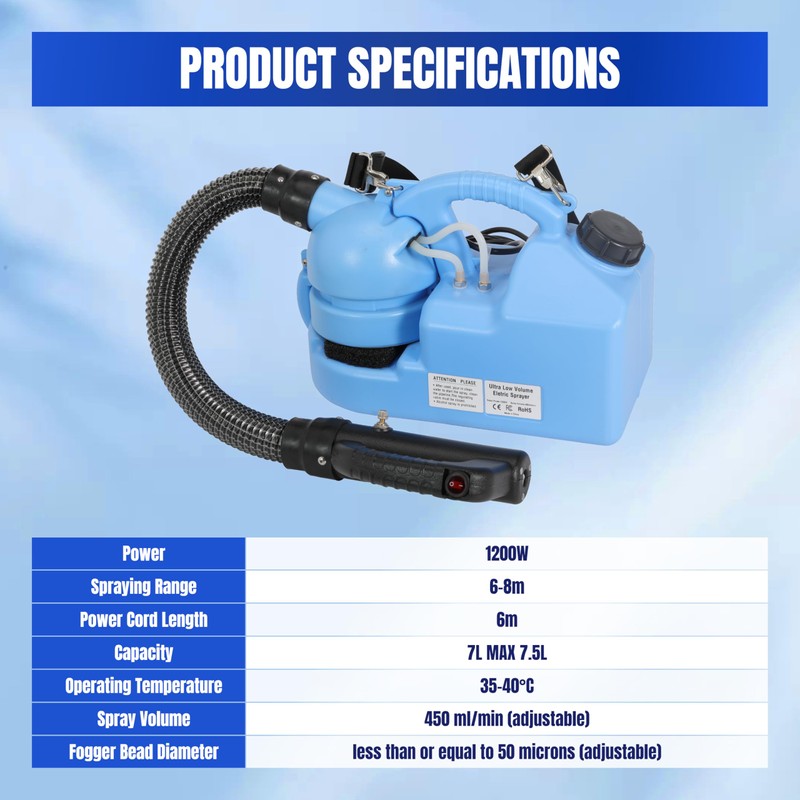 Ralosyn ULV Fogger Machine 7L (1.85 Gallon) Electric Portable Fogger