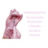 Guantes De Nitrilo Metálicos Uniseal Antideslizantes C/100pz Color Rosa Talla
