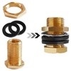 Brass Thru-bulk Coupler 3/8" NPT Female x 1/2" Male Bulkhead,